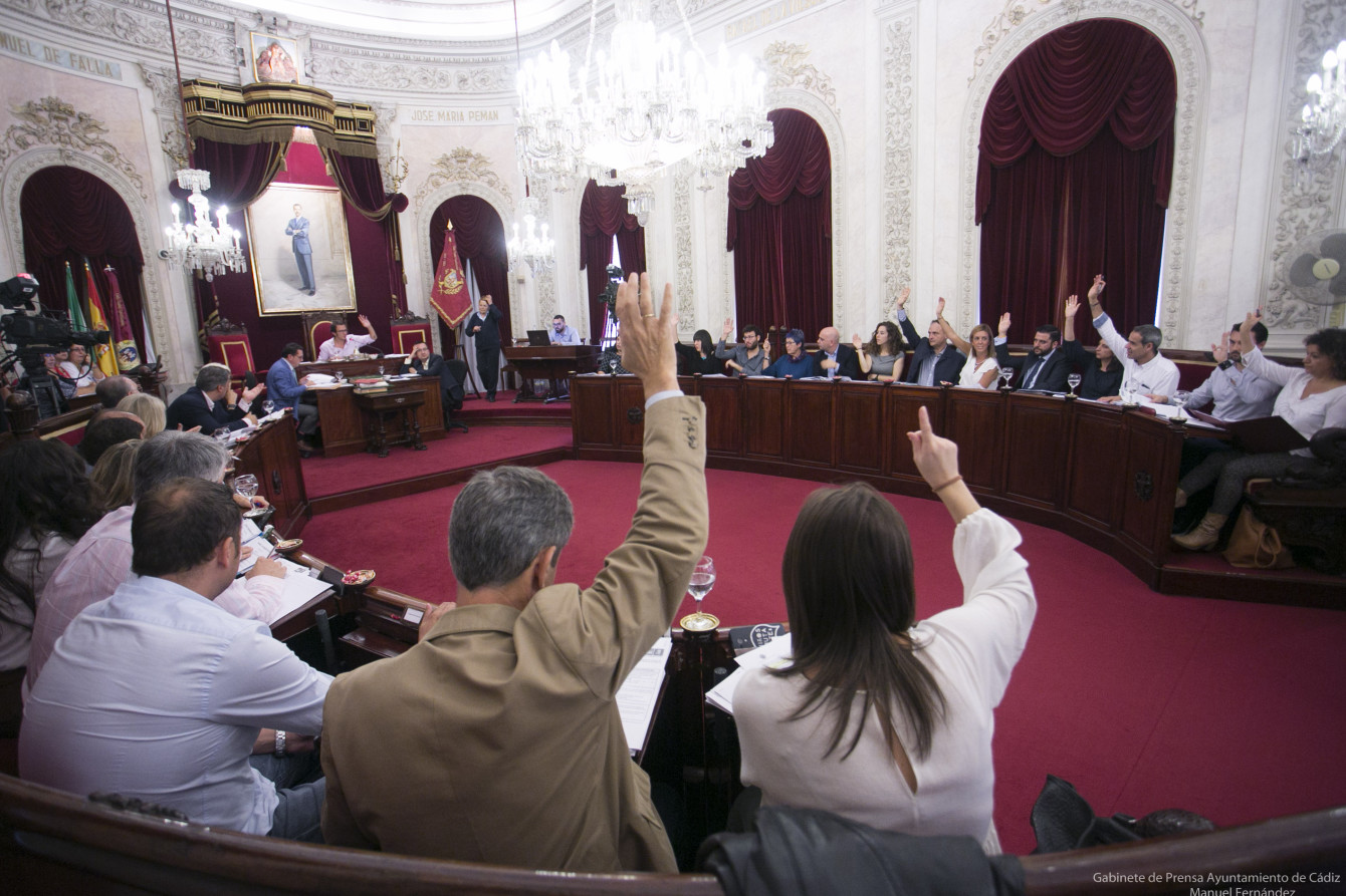 Votación en el Pleno del Ayuntamiento de Cádiz
